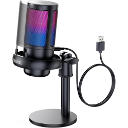 VECELOLIBILIS Gaming Microphone, USB PC Mic for Podcasts Videos, Streaming, Condenser Mic \w Quick Mute, Tripod Stand, Compatible \w Ps4/5/pc, \w