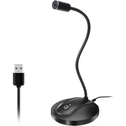 VECELOLIBILIS USB Microphone, 360 Degree Adjustable Gooseneck Design, Mute Button & Led Indicator, Plug & Play, Compatible \w Windows & Macos, Jv-601