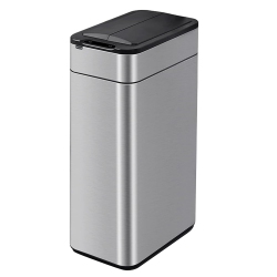 ELPHECO Twinlid Stainless Sensor Garbage Bin, 10.6 Gallon (40 L) Touchless Trash Can \w Motion Sensor, Silent Lid, Fingerprint-Proof, Custom Fit Bags