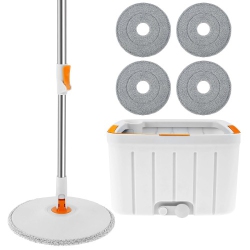 TOYTEXX Spin Mop: Self-Wringing Bucket + 4 Pads | Hygienic Effortless Clean