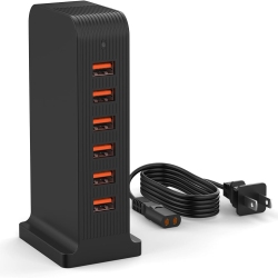 VHBW Charging Station for Multiple Devices 50W, Charger Block 6 USB Ports