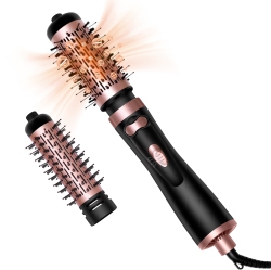 MYACUC Hair Dryer Brush, 3-In-1 Rotating Round Hot Air Spin Brush Set With 2 Brushes, Blow Volumizer, 2 Detachable Auto-Rotating Curling Brush