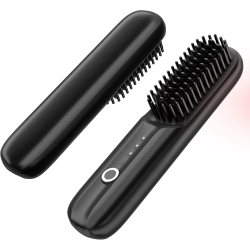 MYACUC Cordless Hair Straightener Brush, Portable Straightening Brush for Women, Mini Hot Comb for Travel, USB Rechargeable Fast Heating 3 Temperature