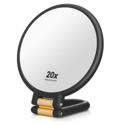 MYACUC 1X 20X Magnifying Travel Mirror, Makeup Mirror \w Foldable Handle, Double Side Handheld Mirror \w 1X 20X Magnification, Portable Travel Makeup