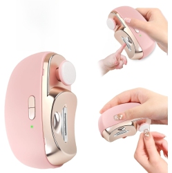 MYACUC 3-In-1 Electric Nail Clipper, Electric Nail Clippers for Seniors, Automatic Electric Fingernail Clippers \w Collector, Electric Nail Trimmer-Pink