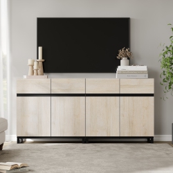 WAMPAT Modern Tv Stand for Tvs Up to 70 Inch, 2 In 1 Entertainment Center \w With Adjustable Shelf & Doors, 63" Media Console Table \w Storage For