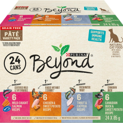 PRIME MADE Beyond Grain Free Natural Wet Cat Food, Pate Variety Pack 4 Flavours - 85 G Can (24 Pack)