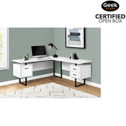 Open Box - Monarch Corner 71"W Computer Desk with 3 Drawers - White
