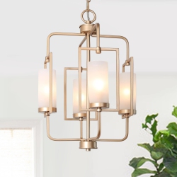 UOLFIN 4 -Light Matte Modern/contemporary for Use In Bedrooms, Dining Rooms, Foyers, Kitchens, Living Rooms Chandelier In Gold