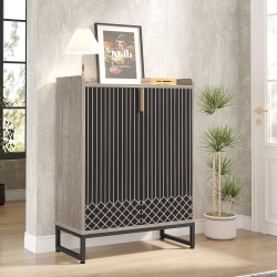 TRIBESIGNS Shoe Cabinet With Doors, 5 Tiers Shoe Storage Cabinet for Entryway, 25 Pairs Wooden Shoe Rack Cabinet