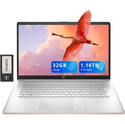 HP 17.3" HD+ Brightview Laptop, Intel Celeron N4120, 1.16Tb Storage (1Tb SSD + 160GB Docking Station Set), 32GB Ram, Intel Uhd Graphics, Windows 11