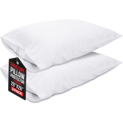 CANADIAN LINEN Cotton Envelope Pillow Protector Sleeve Encasement, 20"x30" Queen 2 Pack Soft Breathable Noiseless Cooling Bed Bug Proof Fabric