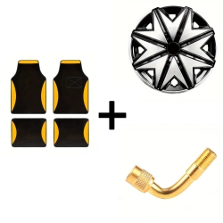 90° Tire Valve Extension, Hubcaps Set, and Universal Floor Mats