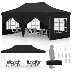 COSTWAY 10 X 20Ft Pop Up Canopy Outdoor Canopy Tent With 6 Sidewalls Carrying Bag