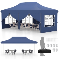 COSTWAY 10 X 20Ft Pop Up Canopy Outdoor Canopy Tent With 6 Sidewalls Carrying Bag