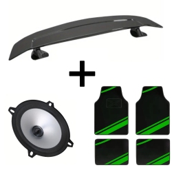 Universal GT Wing Spoiler, 2pcs Car Horns, 5-Seat Non-slip Foot Mats