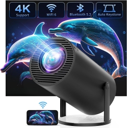 MYACUC Smart Projector Wifi Bluetooth HD Support 4K Android Video Projector Auto Keystone Portable Projector Home Outdoor Movie Projector