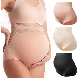 MOMCOZY Women's Maternity High Waist Underwear Pregnancy Soft Seamless Maternity Underwear Over Bump In Multicolor