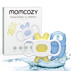 MOMCOZY Baby Teething Toys - Water Fillable Cold Teether, Chill Teether for Teething Relief, 0-12 Months, 2 PCs