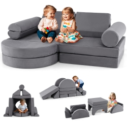GYMAX 13 PCs Modular Kids Play Couch Versatile Toddler Sectional Sofa Set