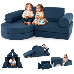 GYMAX 13 PCs Modular Kids Play Couch Versatile Toddler Sectional Sofa Set