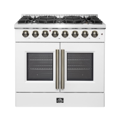 FORNO Galiano 36-Inch Freestanding French Door Dual Fuel Range In White