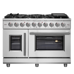 FORNO Massimo 48-Inch Freestanding French Door Gas Range, 8 Burners, Convection Oven, Energy Efficient