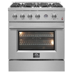 FORNO Marco 30-Inch Gas Range Stainless Steel, 4 Burners 37, 000 Btu, 4.32 Cu.ft. Convection Oven