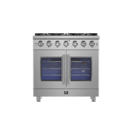 FORNO Massimo 36-Inch Freestanding French Door Gas Range, 6 Burners, Convection Oven, Energy Efficient