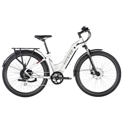 AVENTON - Level.2 Step-Through 500W Electric City Bike With Up to 96Km Battery Range - Small/medium - Polar