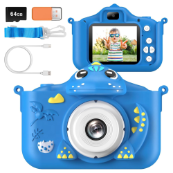 MEHIAZ Kids Camera for Girls Boys Toddlers Childrens Age 3-8 Digital Selfie \w 64GB Card for Son Daughter Grandson Granddaughter Christmas Birthday