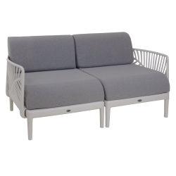 PATIOFLARE Plus Collection Recycled Plastic Leaf Modular Love Seat Patio Sofa In Grey