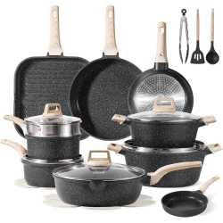 CAROTE 22PCs Pots And Pans Set, Nonstick Cookware Sets, Granite Induction Cookware Non Stick Cooking Set W/frying Pans & Saucepans(Pfos, Pfoa Free)