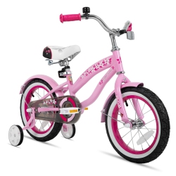 JOYSTAR 16 Inch Girls Bike With Training Wheels for Ages 4-7 Years Old Girls Toddler Bike Beach Cruiser Children Bicycle Light In Pink