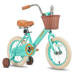JOYSTAR 14 Inch Vintage Girls Bike for Ages 3-5 Years | Toddler Bike With Training Wheels & Basket | Kids Bicycle (Green)
