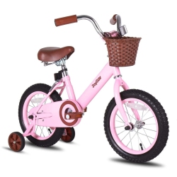JOYSTAR 16 Inch Vintage Girls Bike for Ages 4-7 Years | Kids Bike With Training Wheels & Basket | Toddler Bicycle (Pink)