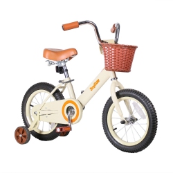 JOYSTAR 16 Inch Vintage Girls Bike for Ages 4-7 Years | Kids Bike With Training Wheels & Basket | Toddler Bicycle (Beige)