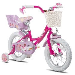 JOYSTAR Unicorn 14 Inch Girls Bike for Ages 3-5 Years | Princess-Themed Kids Bicycle With Training Wheels, Doll Seat, Basket & Streamers |