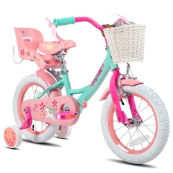 JOYSTAR Unicorn 16 Inch Girls Bike for Ages 4-6 Years | Princess-Themed Kids Bike With Training Wheels, Doll Seat, Basket & Streamers | In Green