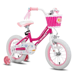 JOYSTAR Angel 14 Inch Girls Cycle for Ages 3-5 Years | Children’S Bike With Training Wheels & Basket | 14" Toddler Bicycle (Fuchsia)