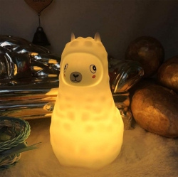 YOULIGHTS Animal Alpaca Kids Night Light, Children's Room Led Bedside Lamp, Rechargeable Soft Silicone Light, Adjustable Brightness And Colors