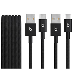 Beats By Dr. Dre 1.5m (4.9 ft.) USB-A to USB-C Woven Cable (MDGH4LL/A) - Bolt Black - 2-Pack