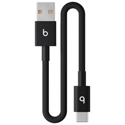 Beats By Dr. Dre 0.2m (0.65 ft.) USB-A to USB-C Woven Cable (MEQL4LL/A) - Bolt Black