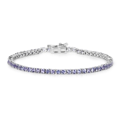 QJ 4.34 Carat Genuine Tanzanite .925 Sterling Bracelet In Silver