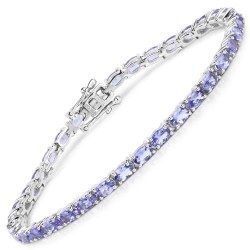 QJ 8.75 Carat Genuine Tanzanite .925 Sterling Bracelet In Silver
