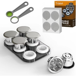 TRIPLOT Reusable Capsules for Nespresso Originalline - 6PCs Refillable Coffee Pods, Stainless Steel Cups Compatible for Nespresso Originalline