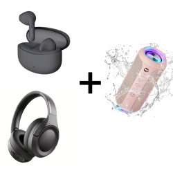 Active Noise Cancelling Headphones \w 80H Playtime, ENC Mic, 24W Waterproof Speaker \w RGB Lights for Travel, Sports, and Parties, True Wireless Earbuds \w 13mm Drivers