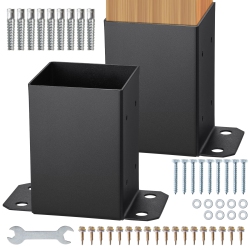 VEVOR 4X4 2 PCs Post Base, Inner Size 3.6"x3.6" Post Base Brackets, Heavy Duty Powder-Coated Post Anchor Matte Wood Post Brackets for Pavilion