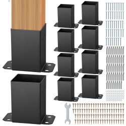 VEVOR 4X4 Post Base 10 PCs, Inner Size 3.6"x3.6" Post Base Brackets, Heavy Duty Powder-Coated Post Anchor Matte Wood Post Brackets for Pavilion