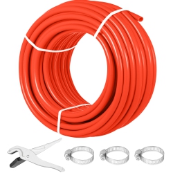 VEVOR 1/2 Inch Oxygen Barrier 300 Feet Tube Coil Evoh Pex-B Pipe, for Residential Commercial Radiant Floor Heating In Red